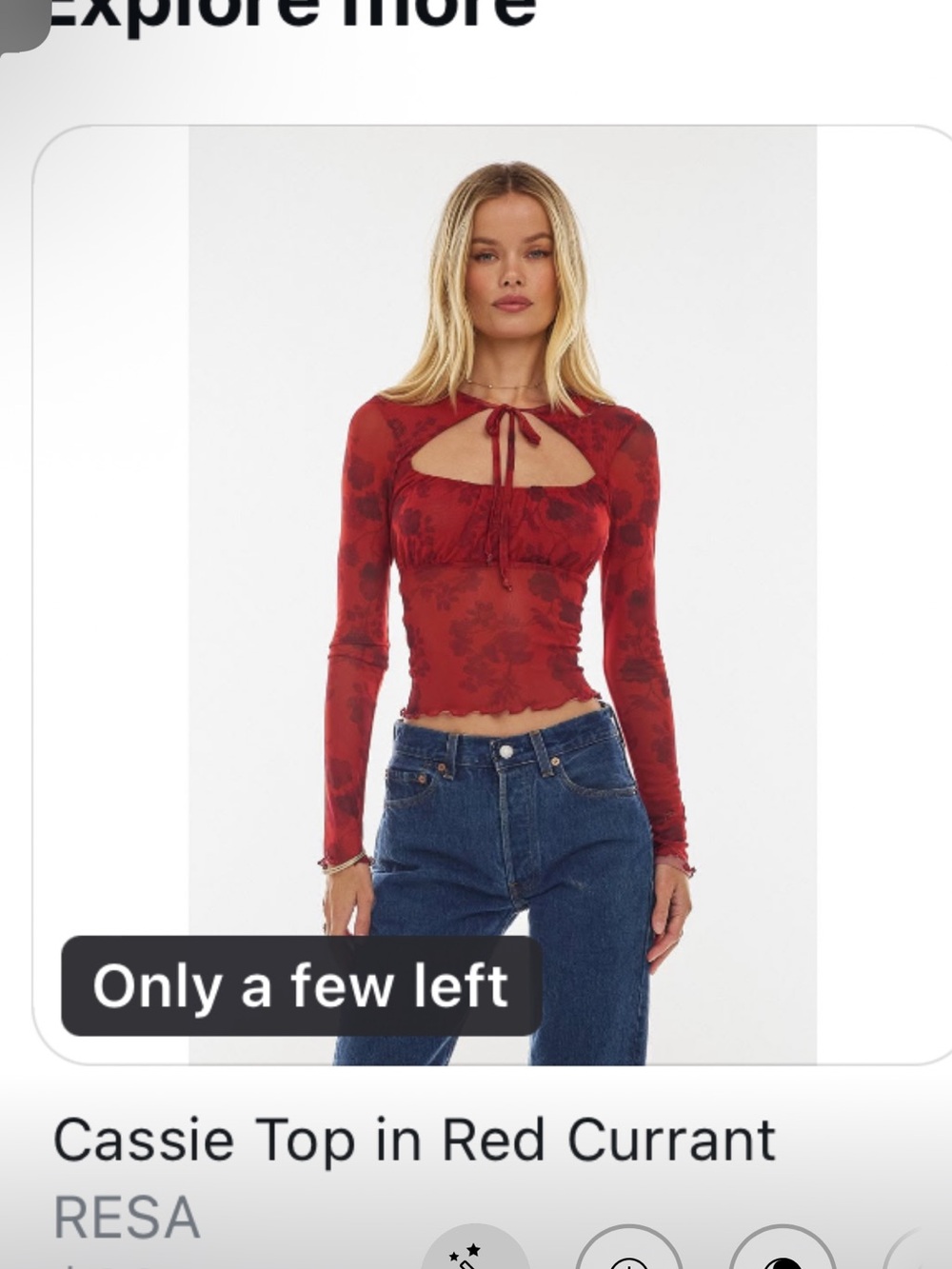 RESA Cassie Keyhole Long-Sleeve Crop Top in Red